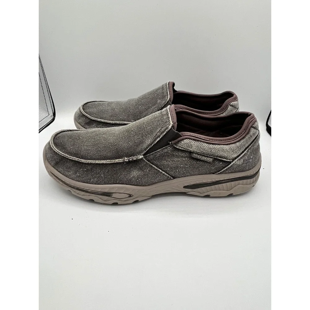 Skechers Relaxed Fit 65355 Men Charcoal Gray Textile Slip On Loafers Size 11‎